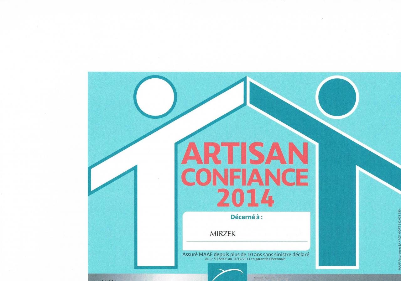 artisan confiance